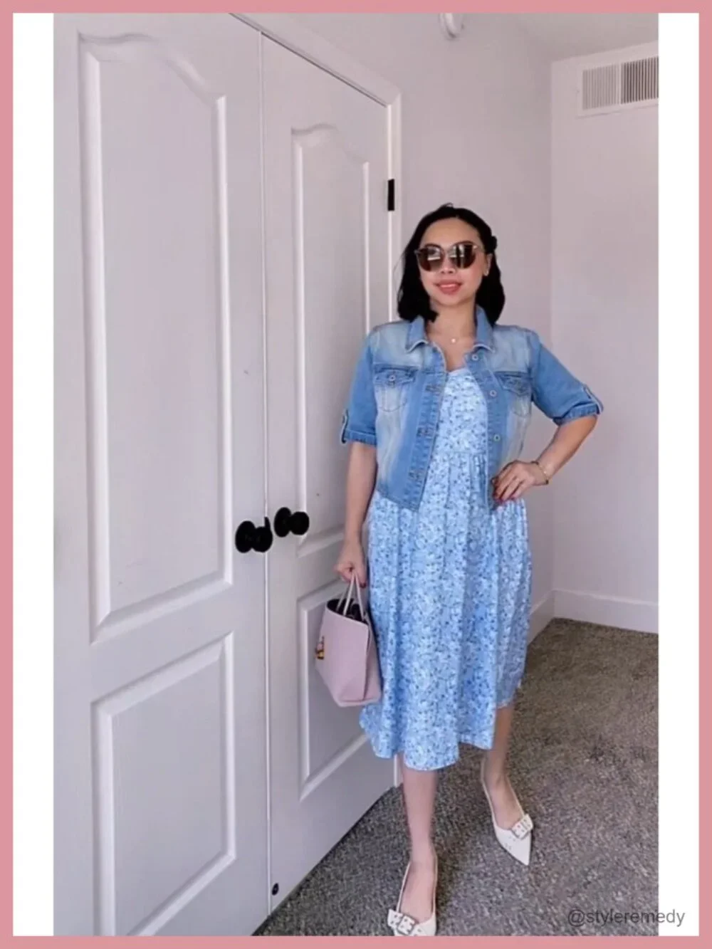 Cropped Denim Jacket Short Sleeve Women's Summer Stretch Cotton Blend